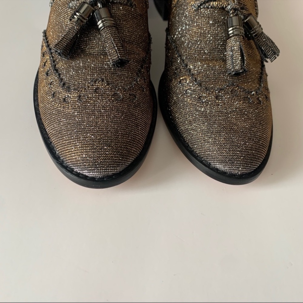 STUART WEITZMAN The Guy Thing Metallic Tassel Loafers In Pyrite Nocturn 6.5N - Picture 6 of 10